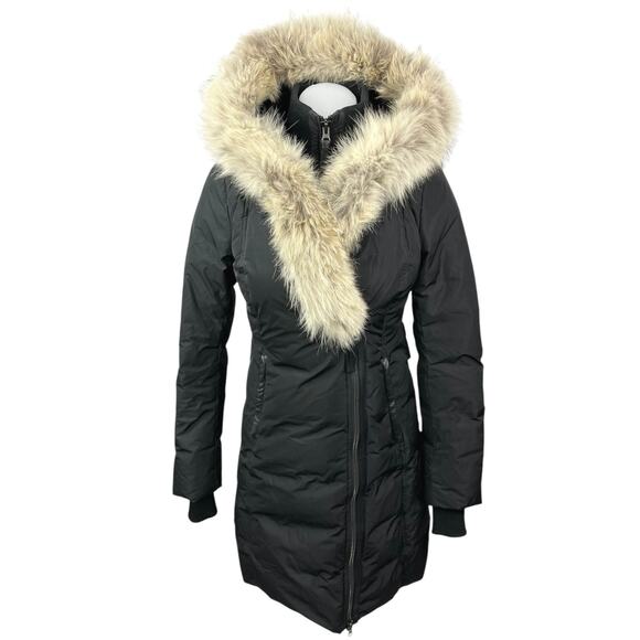 Mackage Black Kay Fur Collar Authentic Full Zip Snow Puffer Coat Jacket Size XS - Picture 1 of 13